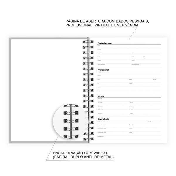 Caderno Personalizado Moderno Preto/Prata 100 Fls 18x25 Cm