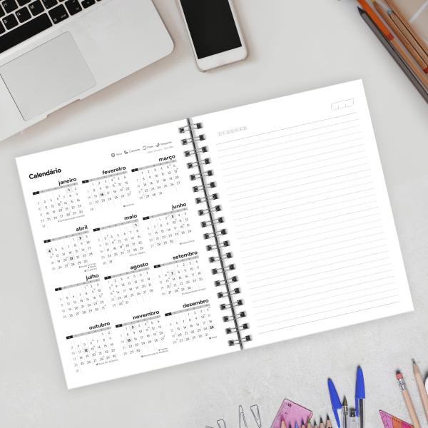 Caderno Personalizado Moderno Preto/Prata 100 Fls 18x25 Cm