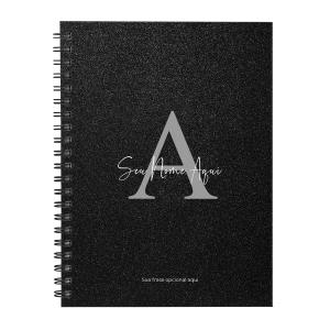 Caderno Universitário Personalizado Glitter Preto Prata 1 Matéria