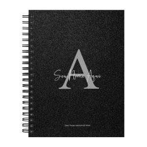Caderno Universitário Personalizado Glitter Preto Prata 10 Matérias