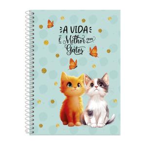Caderno Colegial 1 Matéria Cats Butterfly