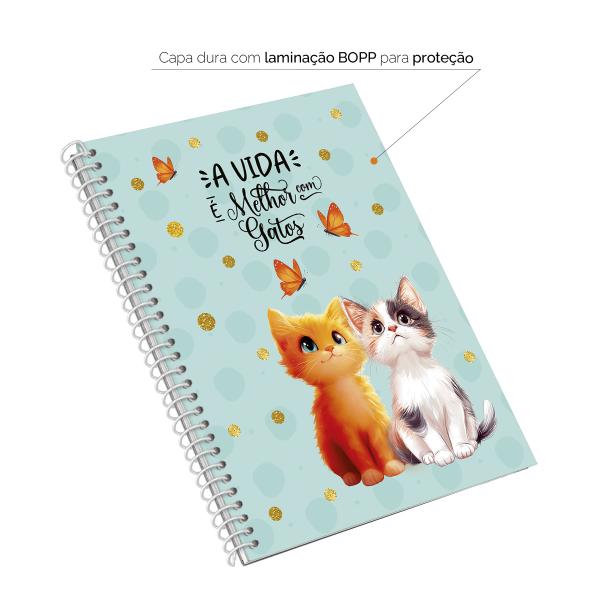 Caderno Colegial 1 Matéria Cats Butterfly