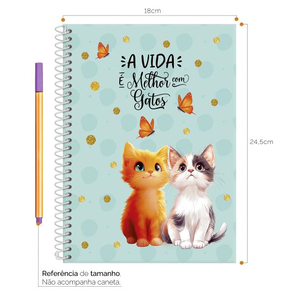 Caderno Colegial 1 Matéria Cats Butterfly