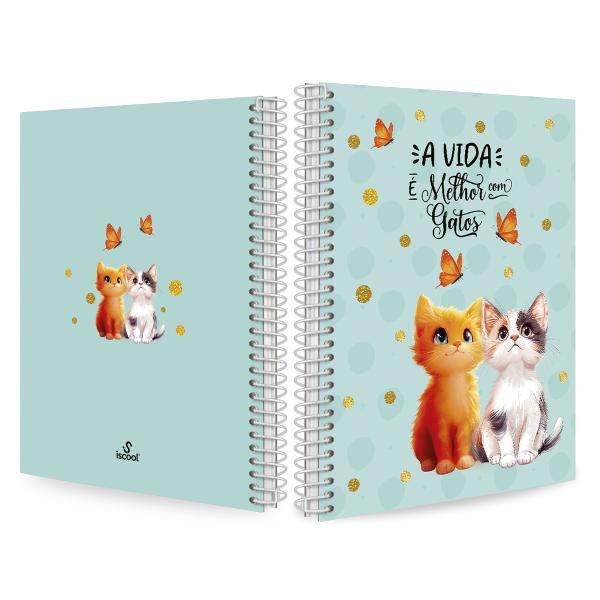 Caderno Colegial 1 Matéria Cats Butterfly