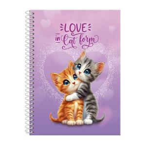 Caderno Colegial 1 Matéria Cats Love Lílas