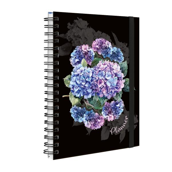 Planner Semanal Permanente Floriografia Hortênsias Preto