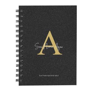 Caderno Personalizado Areia Sand Preto Ouro