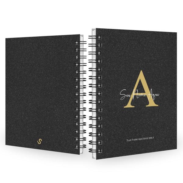 Caderno Personalizado Areia Sand Preto Ouro 100 Fls 14x20 cm