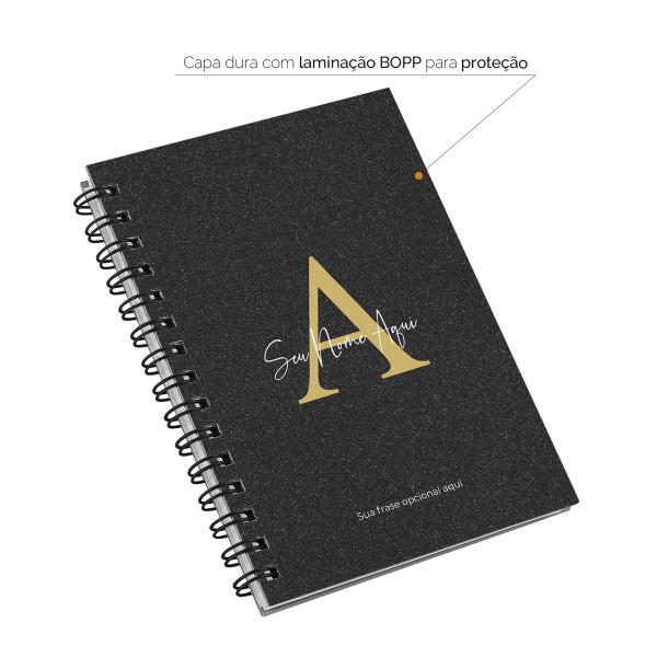 Caderno Personalizado Areia Sand Preto Ouro 100 Fls 14x20 cm