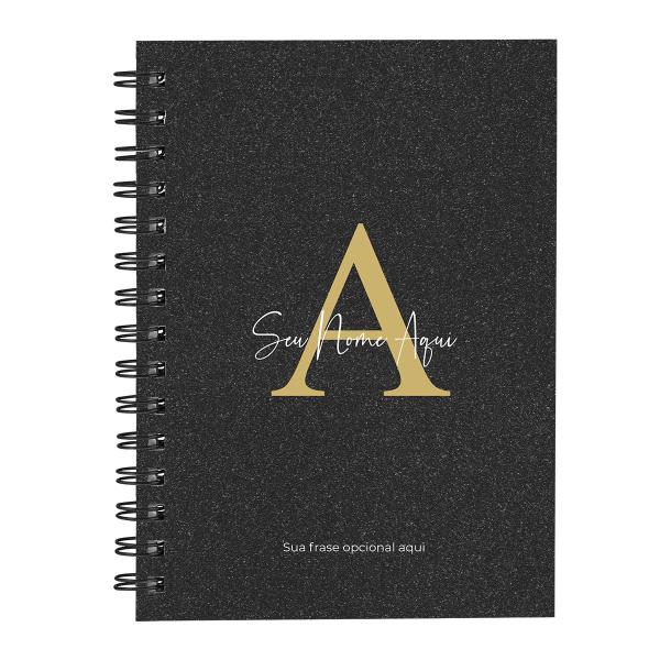 Caderno Personalizado Areia Sand Preto Ouro 100 Fls 14x20 cm