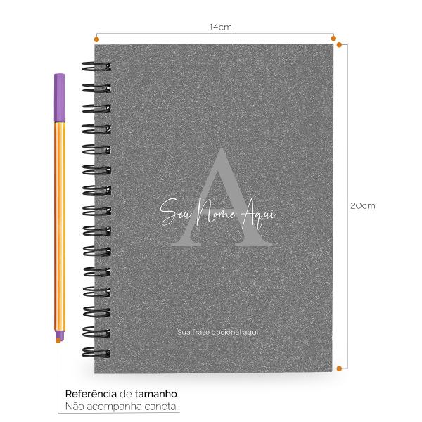 Caderno Personalizado Areia Sand Chumbo Prata 100 Fls 14x20