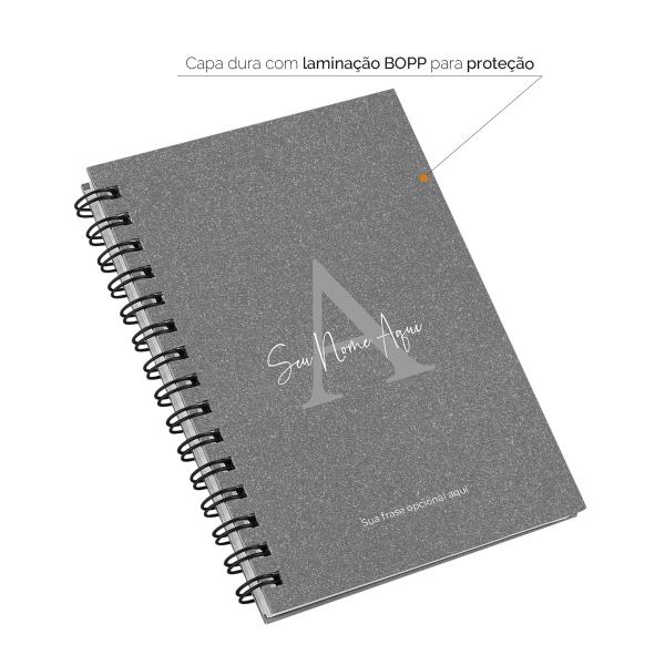 Caderno Personalizado Areia Sand Chumbo Prata 100 Fls 14x20