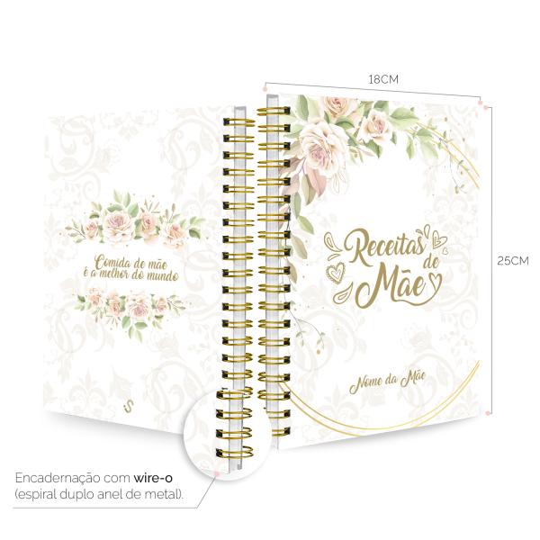 Caderno Personalizado de Receitas Receitas De Mãe 18x25cm