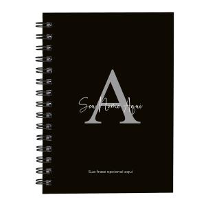 Caderno Personalizado Moderna Letra Preto Prata