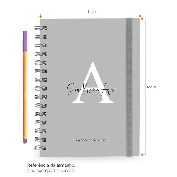 Caderno Plus Feminino Personalizado Moderna Colors Cinza 14x20