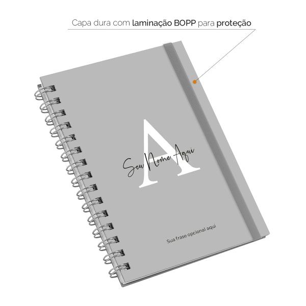 Caderno Plus Feminino Personalizado Moderna Colors Cinza 14x20